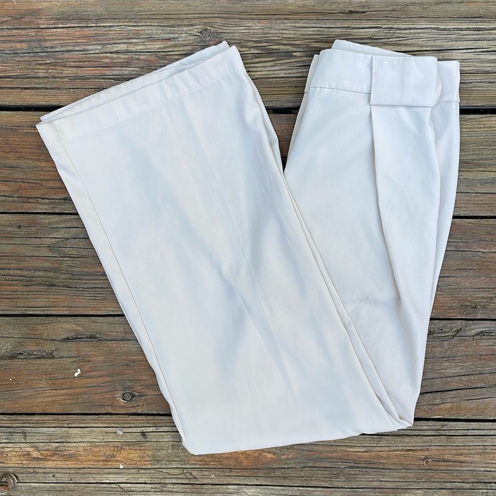 Beige High-Rise Pleated Palazzo Pants